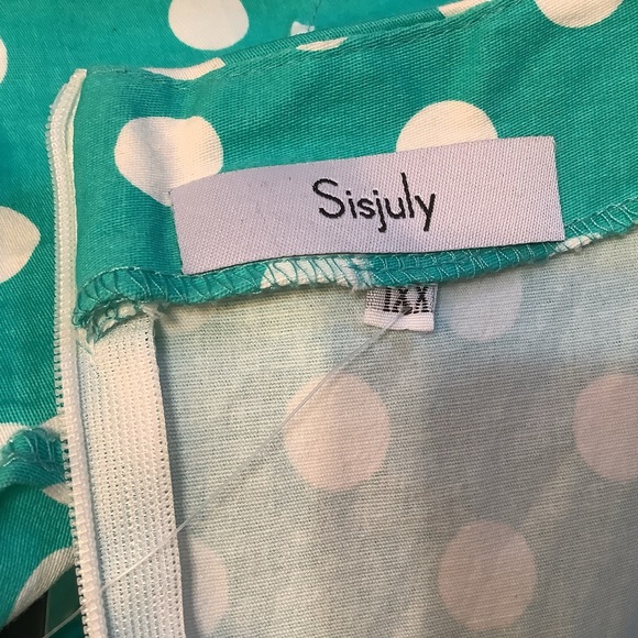 Sisjuly Dress Women’s Size Large Ruffle Sleeves Polka Dot Turquoise White - Picture 7 of 14